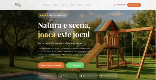 Website Play Kids Brașov realizat prin Sitto Start
